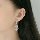 Retro Hollow Earrings with Zirconia S925 Sterling Silver Jewelry