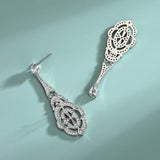 Retro Hollow Earrings with Zirconia S925 Sterling Silver Jewelry