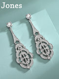 Retro Hollow Earrings with Zirconia S925 Sterling Silver Jewelry