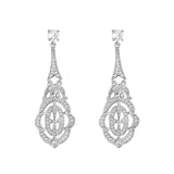 Retro Hollow Earrings with Zirconia S925 Sterling Silver Jewelry