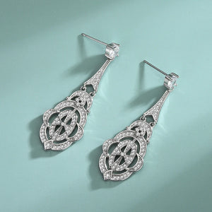 Retro Hollow Earrings with Zirconia S925 Sterling Silver Jewelry