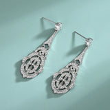 Retro Hollow Earrings with Zirconia S925 Sterling Silver Jewelry