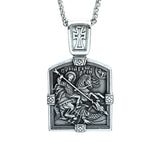 Retro Holy Warrior Religious Necklace Pendant Stainless Steel Cross Amulet