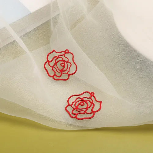 Hong Kong Style Red Rose Flower Pendant DIY Accessories