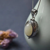 Retro Jade Pendant Aromatherapy Locket Necklace