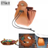 Leather Drawstring Jewelry Bag for Travel Storage