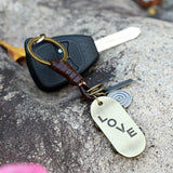 Copper Skull Pendent Keychain Leather Rope Keyring Metal Key Rings Punk Style