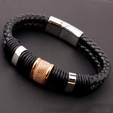 Vintage Stainless Steel Leather Cuff Bracelet