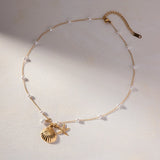 Retro Kpop Shell Pendant Starfish Star Necklace Women Stainless Steel