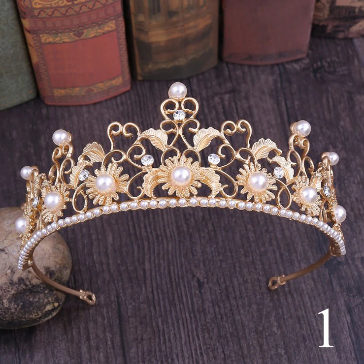 Vintage Red Stone Wedding Crown Bridal Tiara Hairband