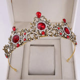 Vintage Red Stone Wedding Crown Bridal Tiara Hairband