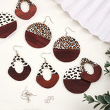 Leopard Print Resin Wooden Pendants for Jewelry Making