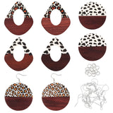 Leopard Print Resin Wooden Pendants for Jewelry Making