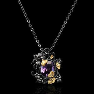 925 Silver Necklace with Amethyst Pendant