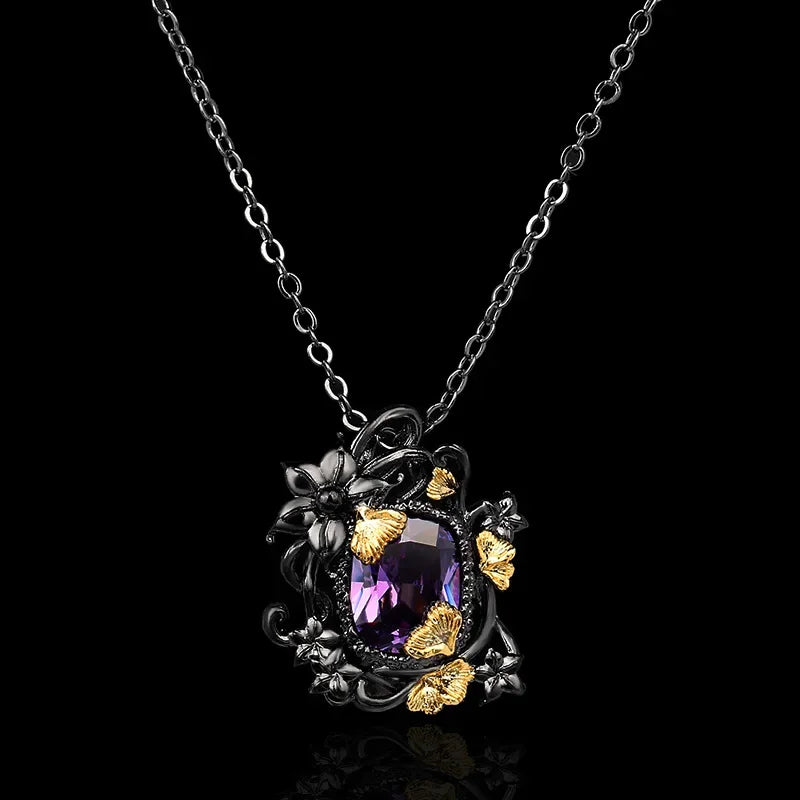 925 Silver Necklace with Amethyst Pendant