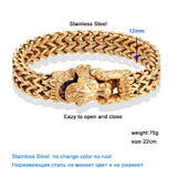 Retro Lion Head Bracelet Men Antique Stainless Steel Animal Bangle