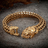 Retro Lion Head Bracelet Men Antique Stainless Steel Animal Bangle