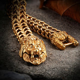 Retro Lion Head Bracelet Men Antique Stainless Steel Animal Bangle
