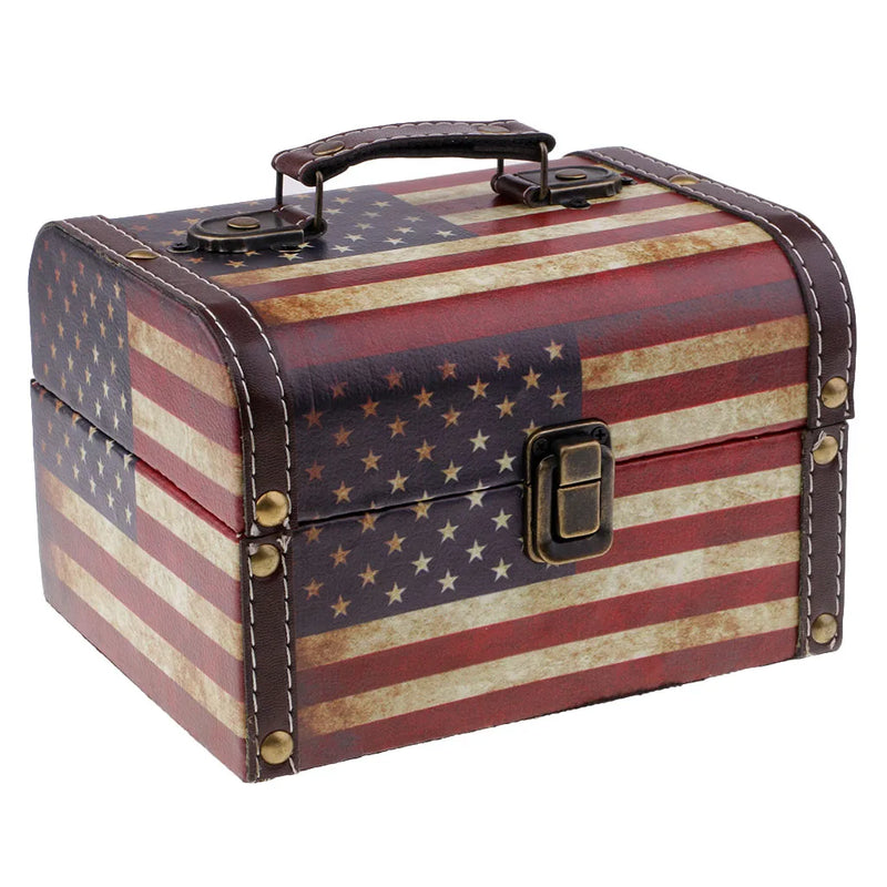Retro Lock Jewelry Box Wooden Dress Table Storage