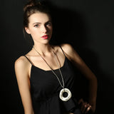 Long Retro Necklace with Metal Pendant, National Style Gift
