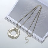 Long Retro Necklace with Metal Pendant, National Style Gift