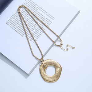 Long Retro Necklace with Metal Pendant, National Style Gift