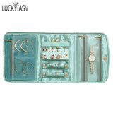 Retro Travel Jewelry Organizer Roll Foldable Jewelry Case for Journey