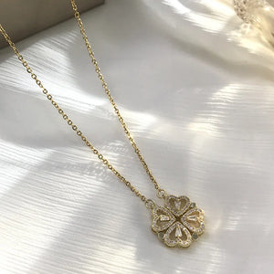 Retro Magnetic Heart Clover Pendant Necklace Women Love Choker