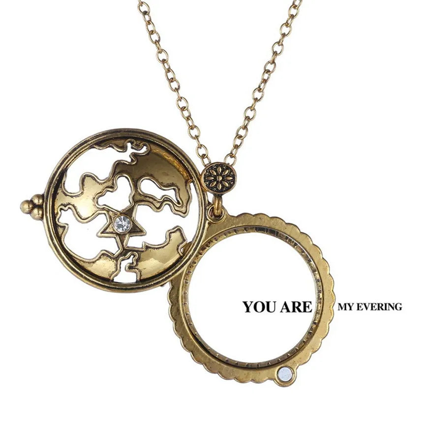 Retro Map Shocking Show Magnifier Pendant Necklace