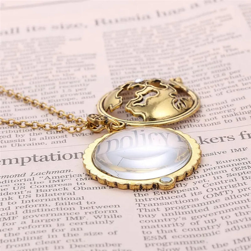 Retro Map Shocking Show Magnifier Pendant Necklace