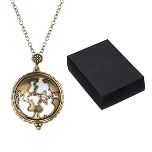 Retro Map Shocking Show Magnifier Pendant Necklace