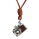 Hip-hop Camera Pendant Leather Necklace Adjustable