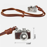 Hip-hop Camera Pendant Leather Necklace Adjustable