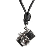 Hip-hop Camera Pendant Leather Necklace Adjustable