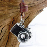Hip-hop Camera Pendant Leather Necklace Adjustable