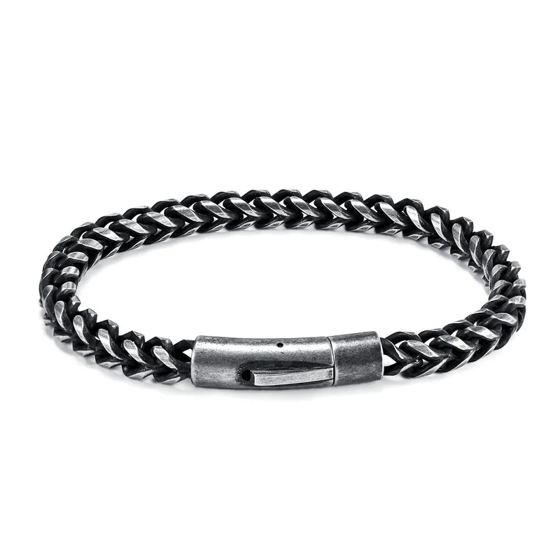 Vintage Gun-black Stainless Steel Chain Bracelet