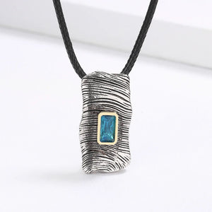 Old Silver Pendant Necklace for Retro Men and Women
