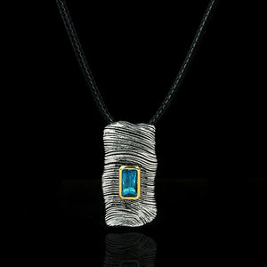 Old Silver Pendant Necklace for Retro Men and Women