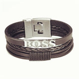 Retro Men's Multi-layer Leather Letter Bracelet