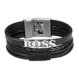 Retro Men's Multi-layer Leather Letter Bracelet