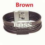 Retro Men's Multi-layer Leather Letter Bracelet