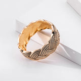 Retro Metal Stripe Wide Cuff Bracelet Bangle for Women Party Jewelry