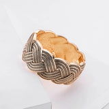Retro Metal Stripe Wide Cuff Bracelet Bangle for Women Party Jewelry