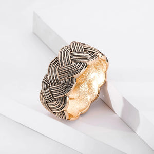 Retro Metal Stripe Wide Cuff Bracelet Bangle for Women Party Jewelry
