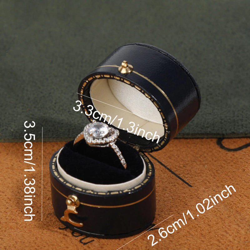 Retro Mini Ring Box Pu Leather Vintage Jewelry Display Box