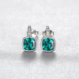 Mint Sapphire Stud Earrings 925 Sterling Silver