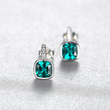 Mint Sapphire Stud Earrings 925 Sterling Silver