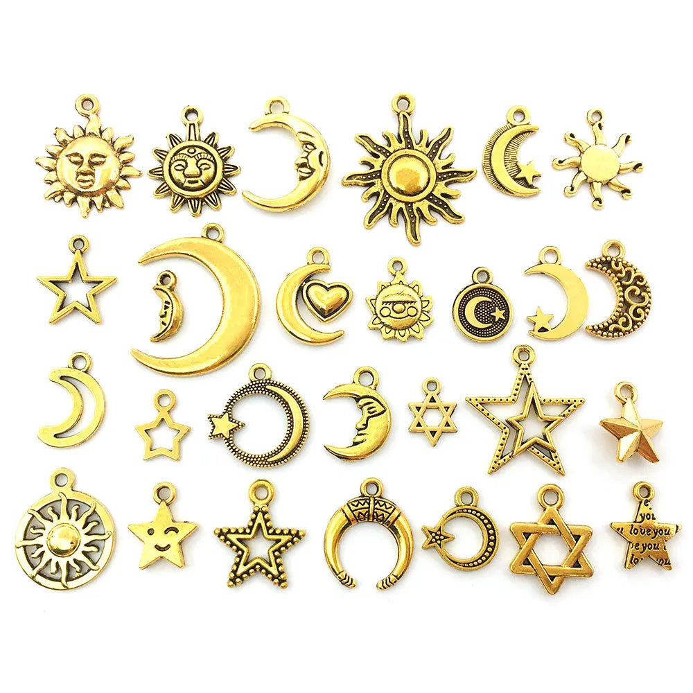 Retro Moon Star Enamel Charm DIY Jewelry Making
