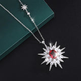 Retro Moon & Stars Pendant Necklace Sapphire Diamond Crystal Wedding Gift