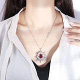 Retro Moon & Stars Pendant Necklace Sapphire Diamond Crystal Wedding Gift